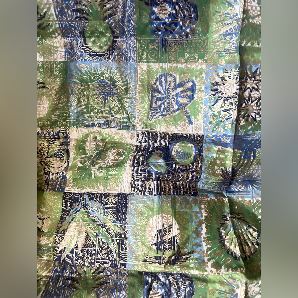 4 Yards Gold Green Blue Upholstery Fabric sewing DIY geometric, floral